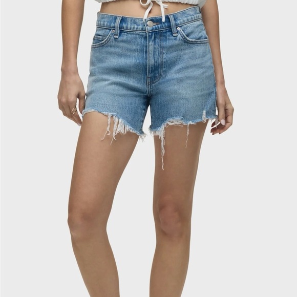 Hudson Devon Biker Denim Shorts Size 27 Frayed Hem High Rise - Picture 1 of 6